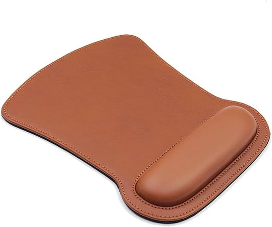 Personalized Leather Custom Mouse Pad with Wrist Rest,Customized Mouse Pads for Desk,Perfect Gift for Weddings, Anniversaries, Birthdays,and Special Occasions (E (Brown-Rectangle with Wrist Rest))