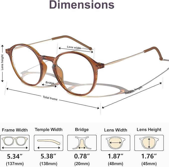 VISOONE Round Lightweight Blue Light Blocking Glasses Women Men Fashion Cute Thin Eyewear Niko