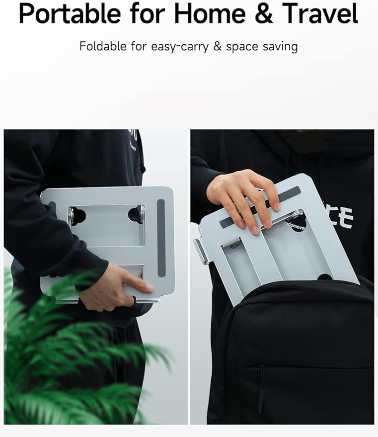 Height Adjustable Laptop Stand for Desk, Foldable & Portable Computer Stand for Laptop, Home Office Supplies Accessories for up to 16.5" Dell HP MacBook Pro, Ergonomic Tablet Holder (Silver)