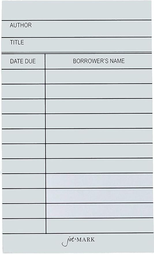 Jot & Mark Library Due Date Note Cards | Checkout Catalog Book Cards (100 cards per pack)