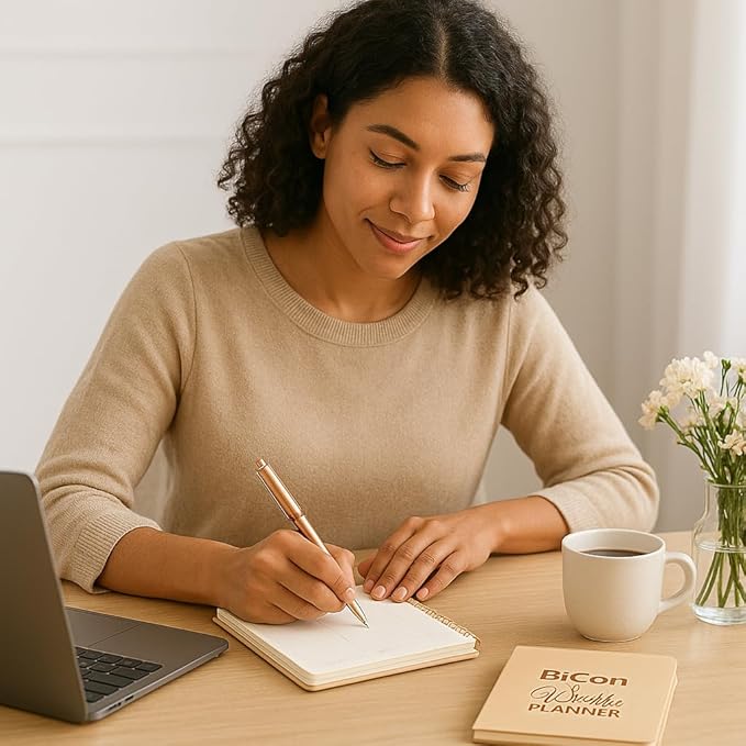 A5 Leather Planner & Journal Gift Set – Undated Weekly Spiral Notebook with Pen, Stickers & Box – Goal & Habit Tracker, Productivity Planner for Women & Men 5.8" x 8.0"