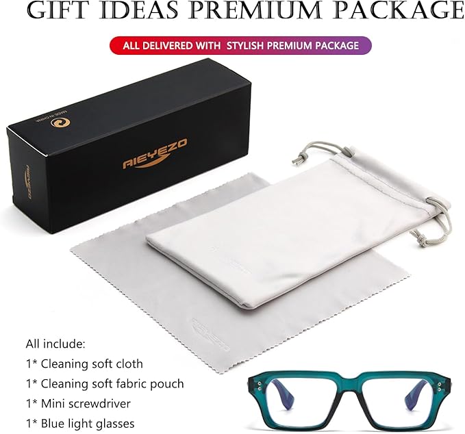 AIEYEZO Fashion Square Blue Light Glasses for Men Women Retro Thick Frame Blue Light Blocking Computer Glasses