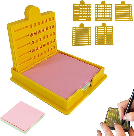 Smarter Sticky Note Kit, Sticky Note Holder Stencil with 5 Versatile Templates, 5 in 1 Memo Pad Organizer, Organize Notes, Boost Productivity, Master Daily Planning (Yellow)