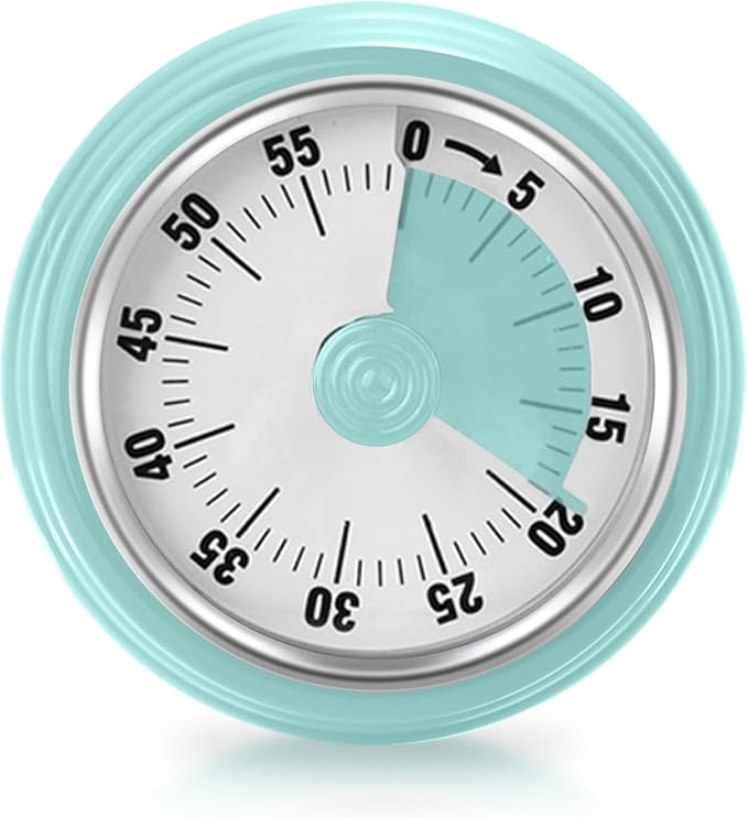 Visual Timer, Teeloray 60-Minute Countdown Timer, Kitchen Timer with Magnetic Base, Mechanical Clockwork, Ringer Alert, Time Management Tool for Children and Adults, Study/Work/Cooking (Mint Green)