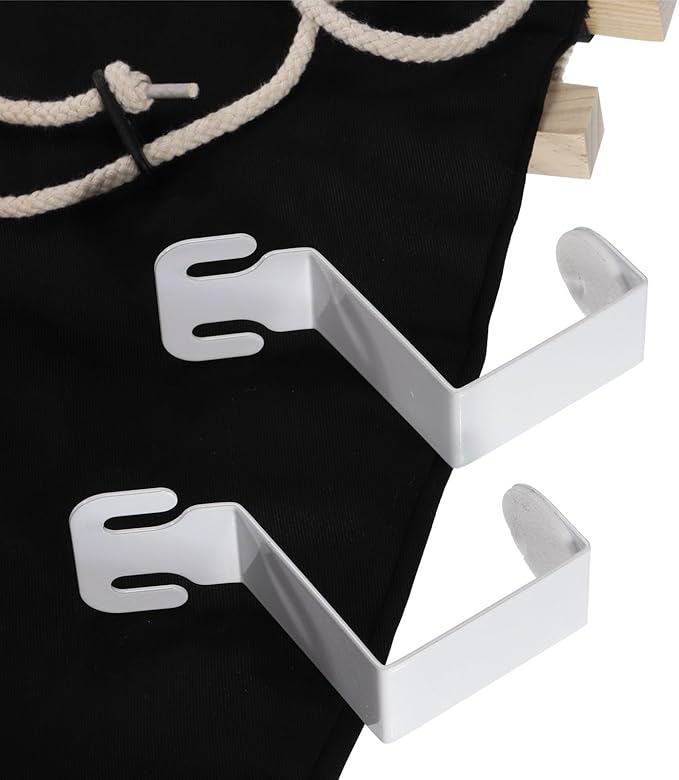 PATIKIL Foot Hammock Under Desk, Adjustable Foot Rest Sling with Hooks Portable Desk Footrest for Airplane Travel Home Office, Black Style 1