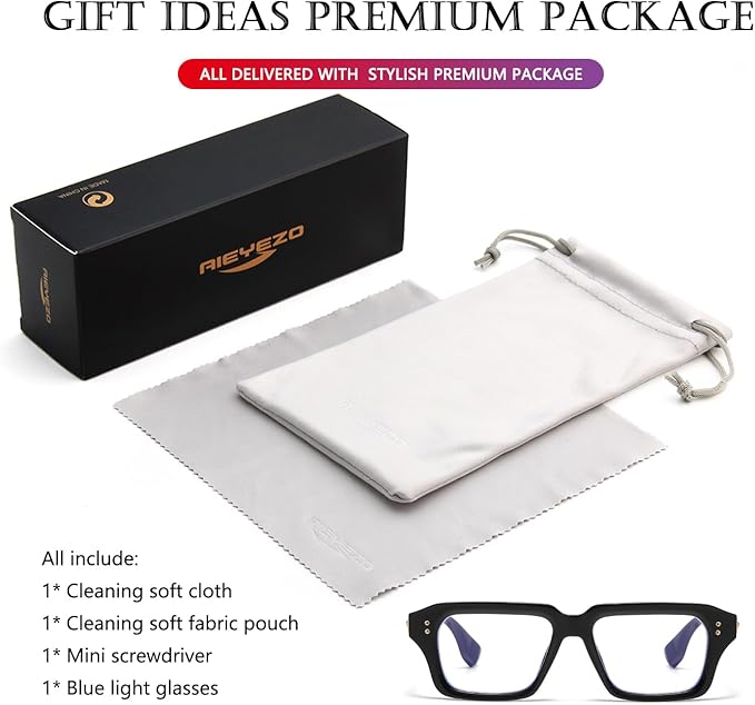 AIEYEZO Fashion Square Blue Light Glasses for Men Women Retro Thick Frame Blue Light Blocking Computer Glasses