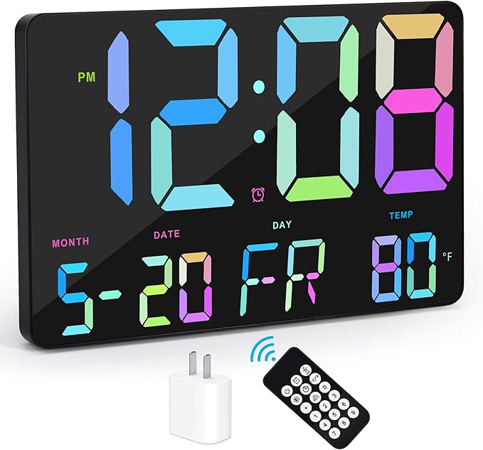 SZELAM Digital Clock Large Display,11.5"Digital Wall Alarm Clock with Remote Control,LED Oversized Electric Clock with Calendar,12/24H,Adjustable Brightness Large Clock for Home Office Kitchen Bedroom