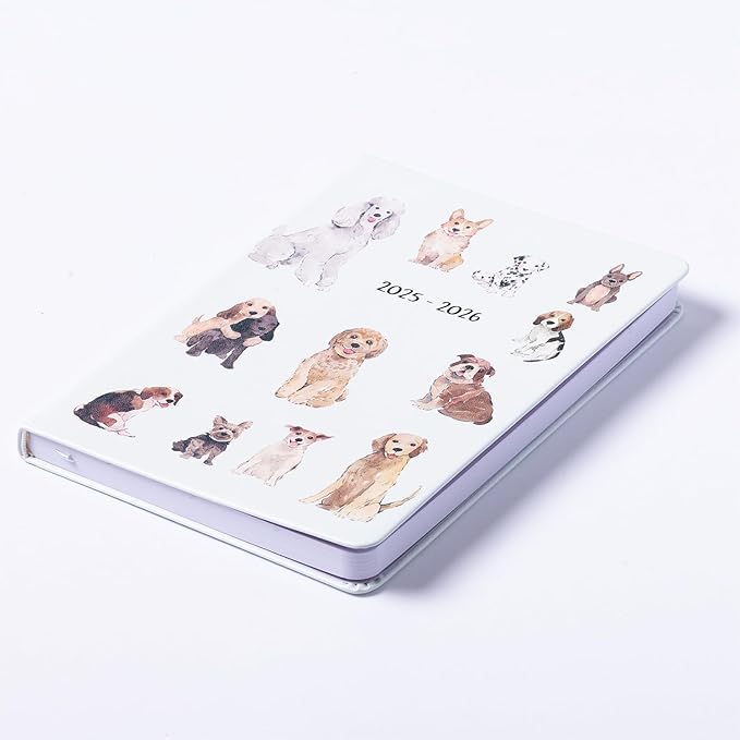 2025-2026 Eccolo 18 Month Bound Planner, Monthly & Weekly Pages (5.25 x 7.75" - July 2025 - Dec 2026 - Dogs)