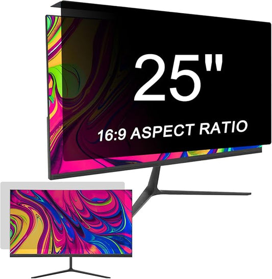 Hanging Computer Privacy Screen Protector Shield 25 inch 16:9 Widescreen Desktop Monitor, Anti Blue Light & Glare Filter - Compatible with LG Dell HP Acer and More (22.44X13.38 in)