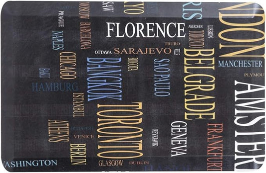 Mabel Home Anti Fatigue Floor Mat- 3 Size(20x32 & 20x39 & 24x70),16 Colors - Standing Desk Mat-Kitchen Floor Mat-Stain ResistantHome Non-Slip Bottom, Extra Soft (Typography, 20" x 32")