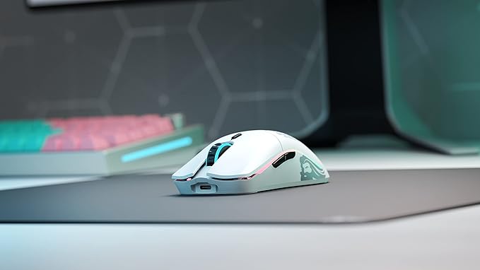 Glorious Model O- (Minus) Wireless Gaming Mouse - 65g Superlight Honeycomb Design, RGB, Ambidextrous, Lag Free 2.4GHz Wireless, Up to 71 Hours Battery - Matte White