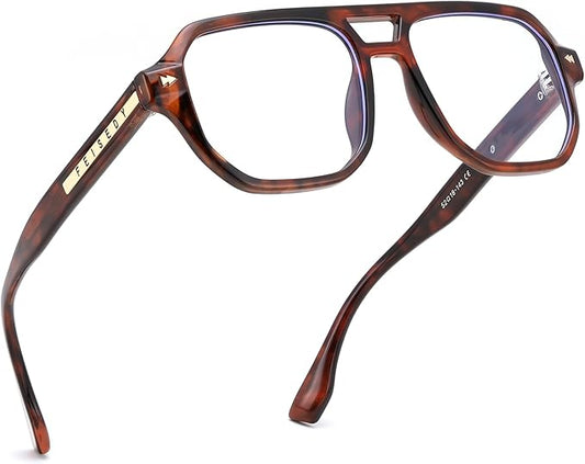 FEISEDY Aviator Blue Light Glasses for Men Women, Retro 70s Style Design Anti Glare Digital Eyestrain & Daily Wear B0284
