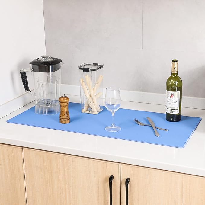 ALOANES Waterproof Mouse Pad, Large Gaming Keyboard Pad with Anti-Slip Base, Grain Jacquard Surface, Extend Desk pad for Gamer, Office & Home, Blue Mousepad 27.6''x11.8''x0.12''