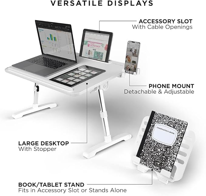 Limitless TotalDesk Portable Workstation and Lap Desk with Adjustable Height & Tilt (White)
