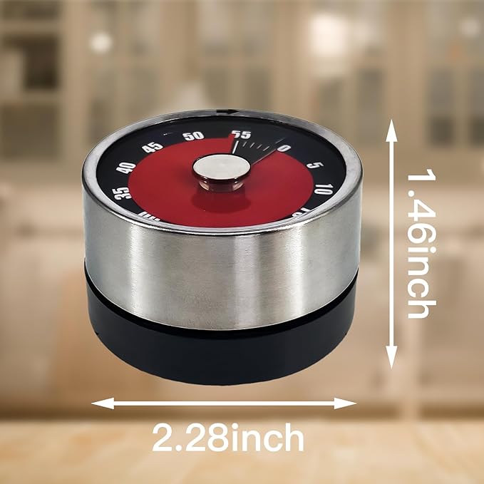 2pcs Magnetic Mechanical Kitchen Visual Timer, Countdown 60 Minute Wind Up Reminder Tool for Baking Cooking Steaming Tanning Learning