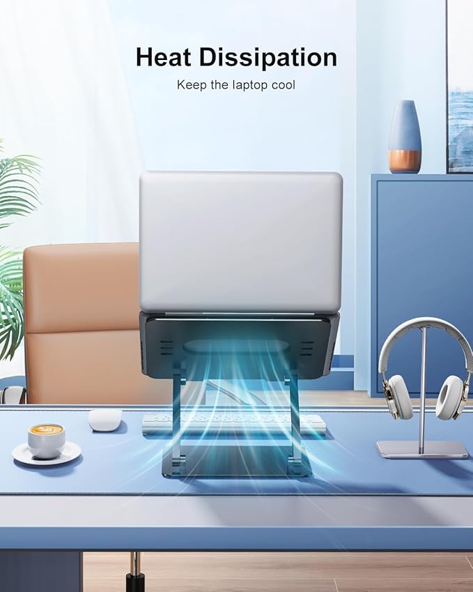 Adjustable Laptop Stand Ergonomic Computer Riser Aluminum Laptop Stand for Desk Portable Notebook Stand Laptop Riser Holder Compatible with 10-17.3’’ Laptops Tablets,Black