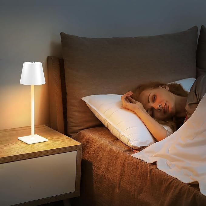 Cordless Table Lamp Rechargeable Lamps: 6000mAh Battery Operated Table Lamp Outdoor Waterproof, Touch Control, Portable Wireless Desk Lamp for Dinner/Bedroom/Restaurant (White2 Pack