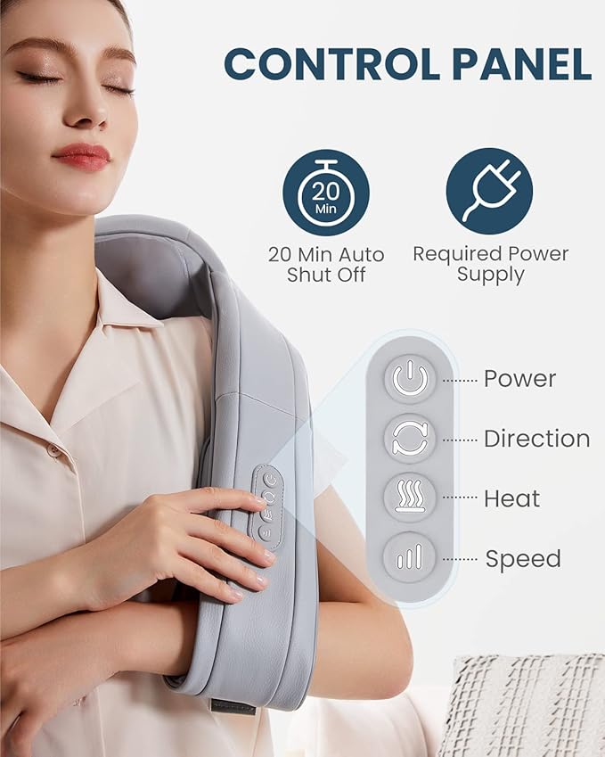 Neck Massager for Pain Relief Deep Tissue, Nekteck Shiatsu Back Massager with Soothing Heat, Electric Deep Tissue 3d Kneading Massage Tools for Shoulder Muscle, Adjustable Heat and Straps, Ideal Gifts