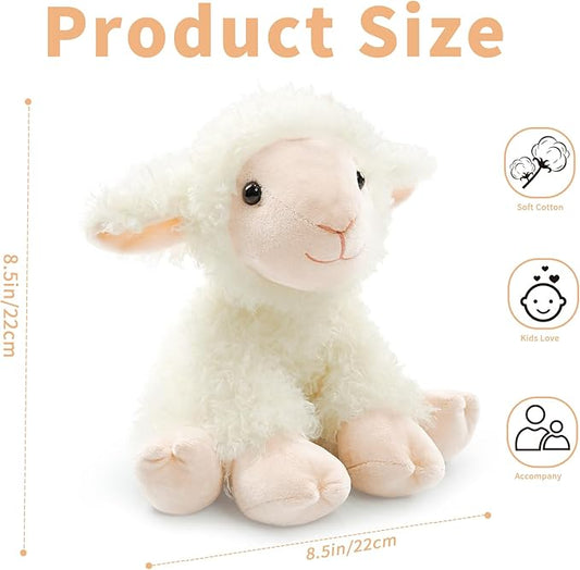 Plush Lamb Sitting Toys Stuffed Animal, Realistic Sheep Stuffed Animal Toy Characters Stuffed Filled in Limbs 8.5 Inch Soft Huggable Gifts for Kids with Stuffed Animals Birthday Gift for Girls Boys