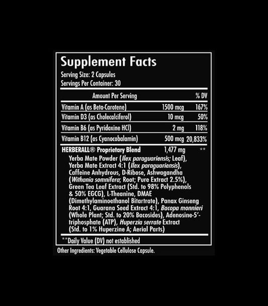 HERBERALL Best Nootropic - Brain focus vitamins – Memory & Concentration Supplements - Focus Vitamins to Improve Memory, Brain Boost, Mental Focus, Brain Fog and Clarity – Brain Vitamins