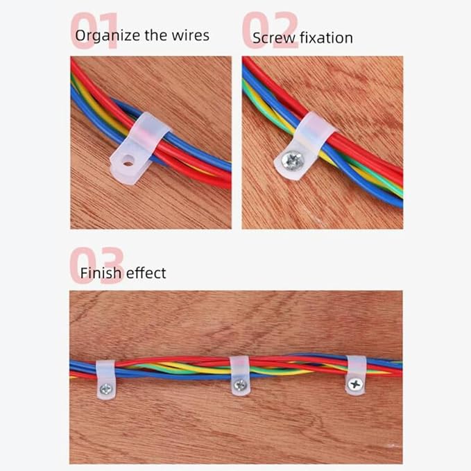 50 Pcs 1 Inch R-Type Nylon Cable Clamp,White 1" Plastic Wire Clips Fasteners Assortment for Wire Management