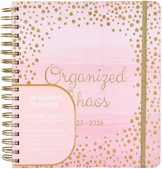 Votum August 2025 to January 2027 Large Back to School Academic Planner- Daily, Weekly & Monthly Organizer with Pens, Stickers, Sticky Notes, and a Sturdy Cover - Organized Chaos Pink
