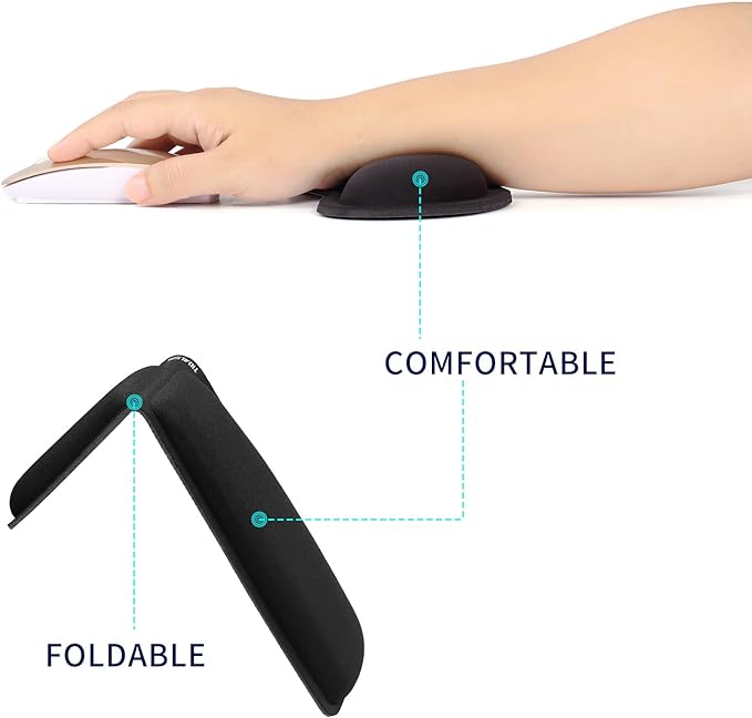 Wrist Rest for Computer Keyboard and Mouse - Ergonomic Memory Foam Mousepad Rests with Non-Slip Base for Office, Gaming, Computer - Pain Relief & Carpal Tunnel Support, Black, 2-Piece Desk Accessories