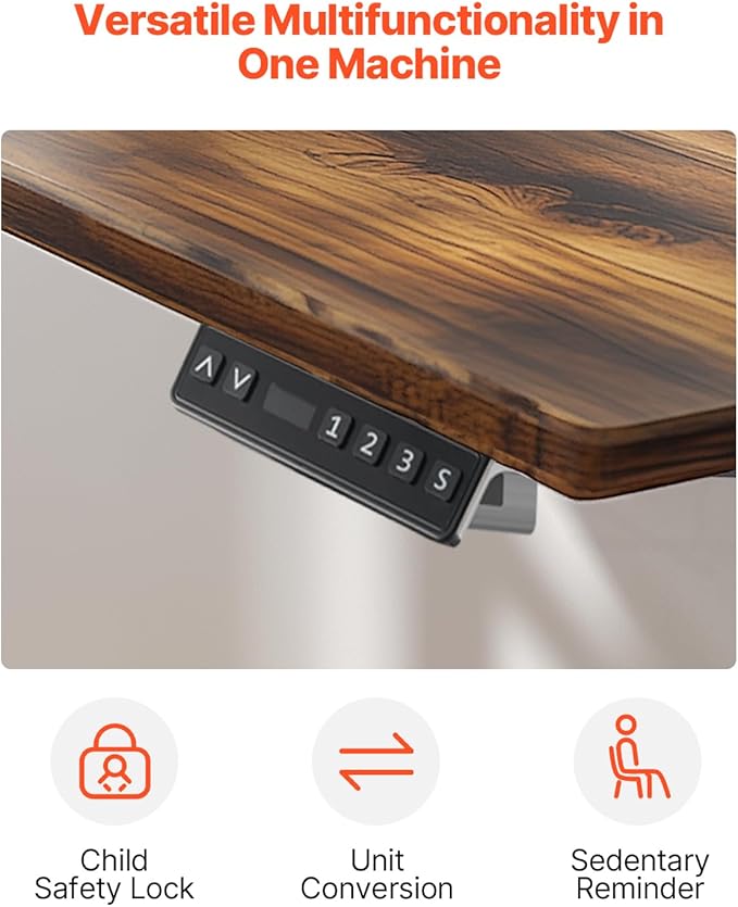 VEVOR Standing Desk Frame, Adjustable 27.6-46.1 inch Height & 35.4-53.2 inch Length Electric Stand Up Computer Desk Legs, Ergonomic DIY Workstation Base for Home and Office (Black Frame Only)