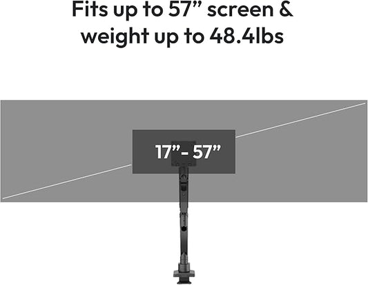 Pixio PS2S Titan Black Ultrawide Mega Heavy-Duty Premium Single Monitor Arm Stand fits up to 57 inch Monitors Holds up to 59.4lbs VESA Compatible Integrated Cable Management