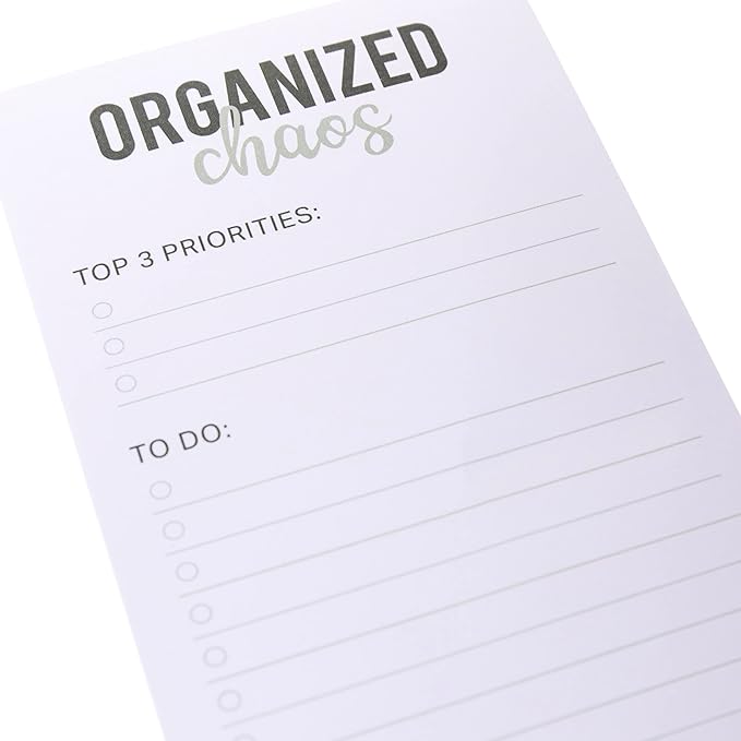 Graphique Organized Chaos Magnetic Notepad | 100 Tear-Away Sheets | Grocery, Shopping, To-Do List | Magnetic Writing Pad for Fridge, Kitchen, Office | Lined Paper | Great Gift | 4” x 9.25”