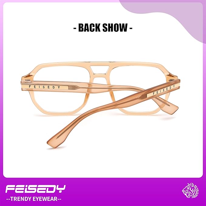 FEISEDY Aviator Blue Light Glasses for Men Women, Retro 70s Style Design Anti Glare Digital Eyestrain & Daily Wear B0284