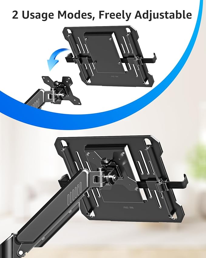 MOUNTUP Laptop Stand for Desk, 2-in-1 Monitor Mount with Laptop Tray Holds 4.4-22lbs, Adjustable Laptops Arm Mount for Max 17" Notebook & 32" Monitor, Laptops Desk Arm with Clamp/Grommet