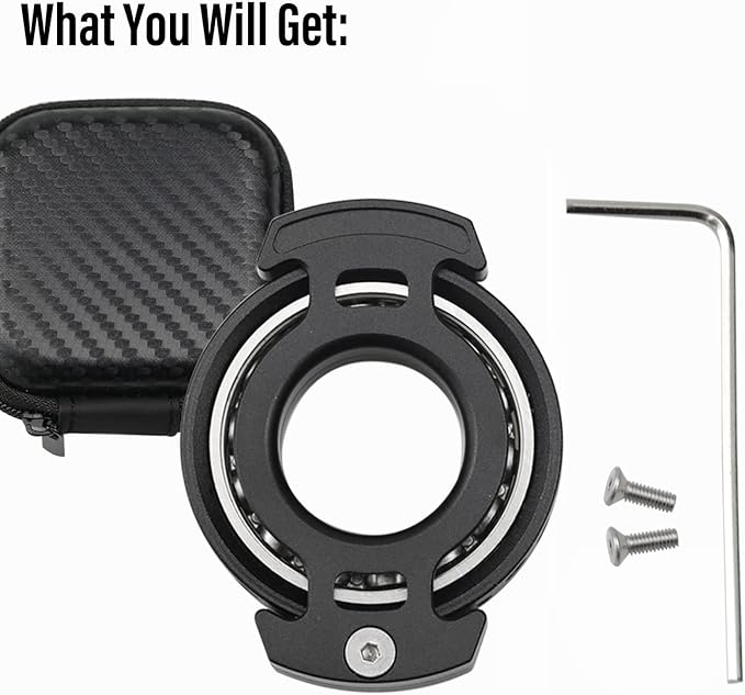 FREELOVE Ring Fidget Spinner for Adults, Men Finger Haptic Roller, Small Metal Clicker Toys, Ball Bearing, Black Fingears Spinning EDC for Anxiety Stress