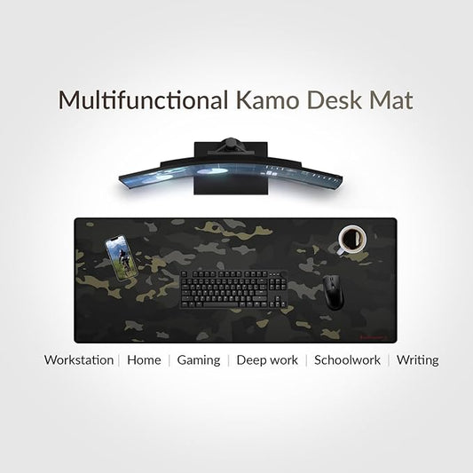 Das Keyboard Large Gaming Mouse Pad Desk Mat with Stitched Edge - Non Slip Base - Waterproof - Premium Cloth Mousepad for Home Work Gaming - Urban Commando Camo