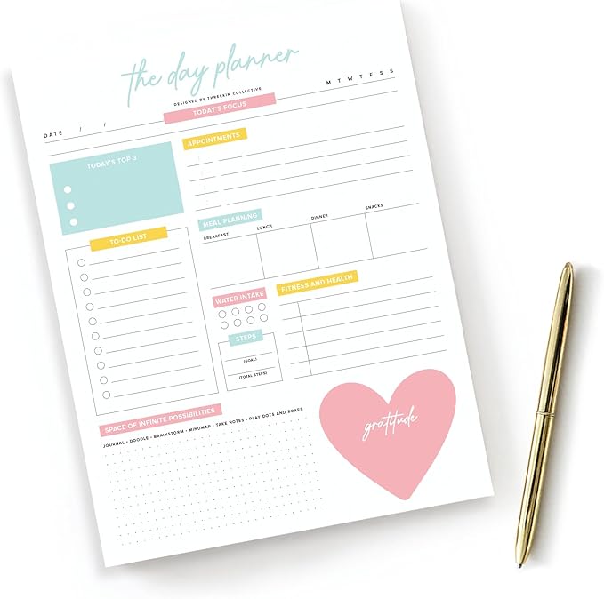 The Day Planner - 8.5 x 11 Daily Planner Pad | Motivational Planner for Women | Time Management and Productivity Tool | Women-Owned USA Business
