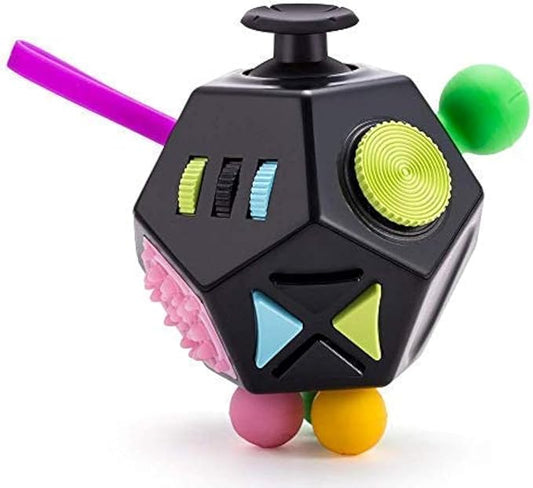 12 Sided Cube Toys,Fidget Toys Cube Relieves Stress and Anxiety for Kids and Adults with ADD,OCD,ADHD,Autism (Black / B2)