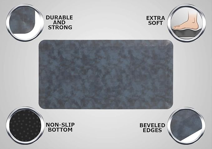 Mabel Home Anti Fatigue Floor Mat- 3 Size(20x32 & 20x39 & 24x70),16 Colors - Standing Desk Mat-Kitchen Floor Mat-Stain ResistantHome Non-Slip Bottom, Extra Soft (Blue, 20" x 32")