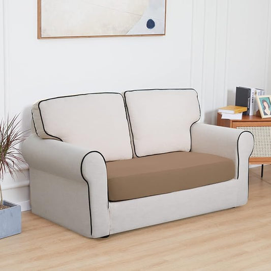 Easy-Going 100% Waterproof Loveseat Sofa Seat Cushion Slipcovers Couch Cushion Cover Stretch Furniture Protector for Kids, Pets (Loveseat Cushion, Camel)