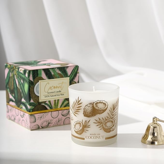 Scented Candle - Coconut - 6oz Aromatherapy Soy Wax Jar Candle for Home, Gifts for Women - 170g
