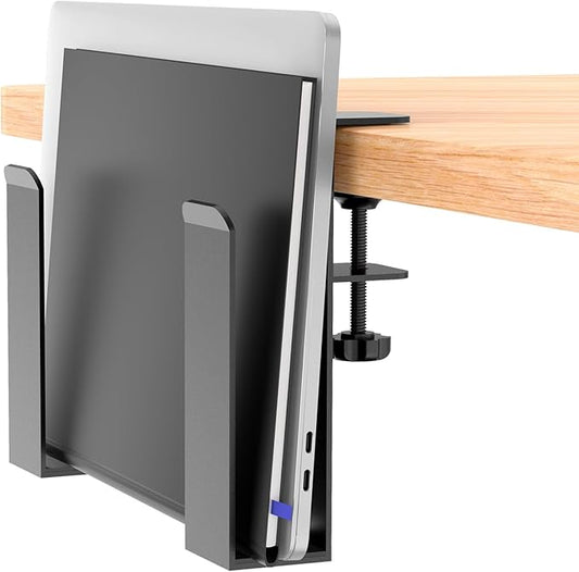 WYYHAA Adjustable Side Laptop Mount, No Drill Desk Storage Organizer, Metal Hanging Notebooks Holder, Punch-Free Clamp for MacBook Pro, Documents With Anti-Scratch Silicone