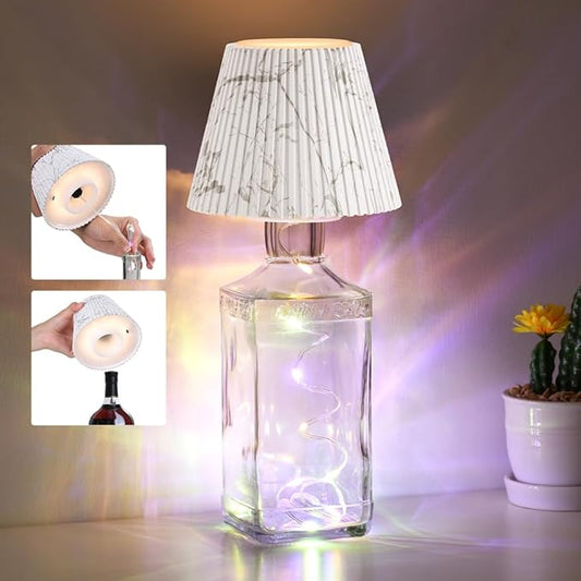 WILIT Wireless Lamp Shades for Table Lamps, 3-Level Brightness Wine Bottle Lights, Cool Desk Lamps for Bar Decor, Wine Lamp with RGB Lights, Touch Lamp Cordless, House Warming Gifts, White Desk Lamp