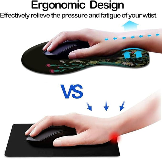 DOOKE Ergonomic Mouse Pad with Wrist Support and Coaster,Mouse Pads with Non-Slip PU Base for Home Office Working Studying Easy Typing & Pain Relief Weeds