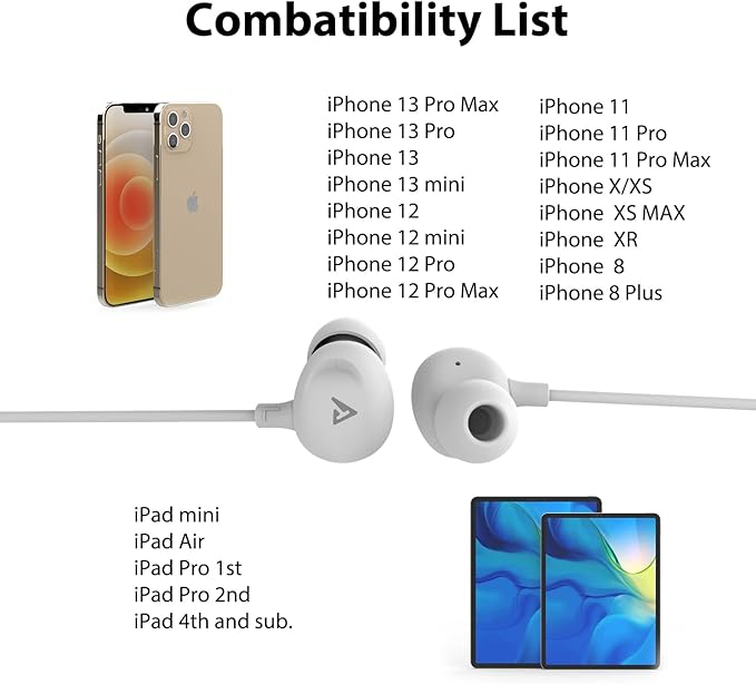 iPhone Earbuds for iPhone Headphones MFi Certified Compatible for iPhone with Microphone Volume Control for iPhone 14/13/12/11/Pro Max/Xr/Xs Max/X/8, iPad or iPod touch with lightning port White