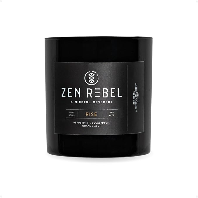 Aromatherapy Candle Rise - Morning Energy Boost with Peppermint, Eucalyptus, and Orange Zest - Stress Relief Soy Candle for Home, Office, Spa, and Gym