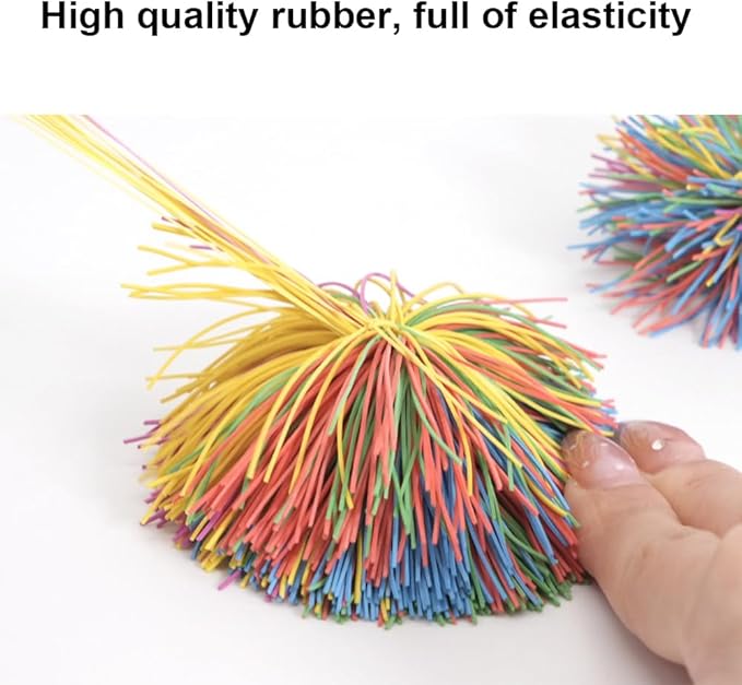 16 PCS Sensory Fidget Stringy Balls, Multicolor Soft Rubber Bouncy Stress Balls, Pull Stretch Elastic Ball Toy Rainbow Fidget Party Favors