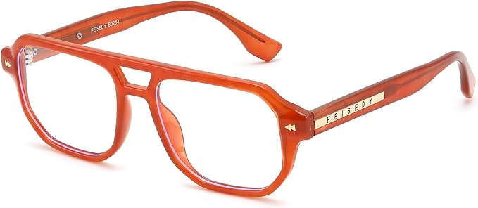 FEISEDY Aviator Blue Light Glasses for Men Women, Retro 70s Style Design Anti Glare Digital Eyestrain & Daily Wear B0284