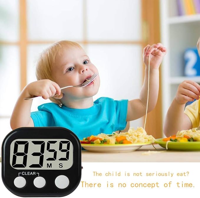 12 Pack Digital Kitchen Timer Large LCD Display Loud Alarm Strong Magnetic Stand, Minute Seconds Count Up Countdown and Simple Operation Timers for Cooking, Bathroom, Kids, Teacher, Classroom - Black