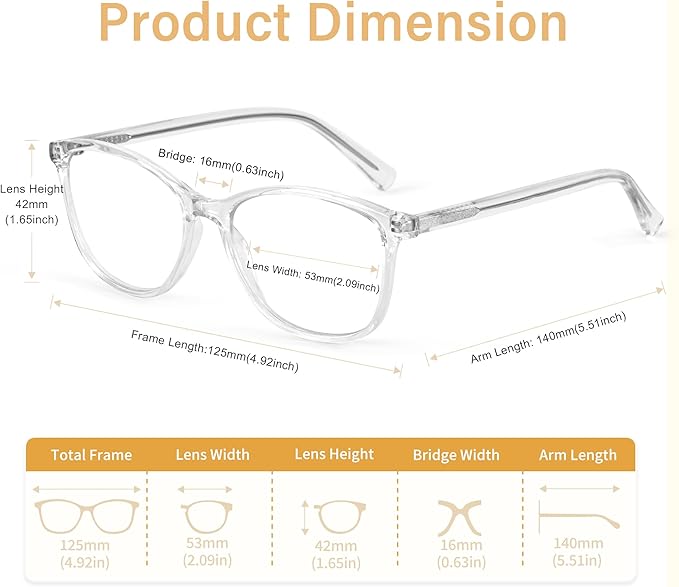 Madison Avenue Blue Light Blocking Glasses Anti Eyestrain UV Glare Blue Light Glasses for Women TV Phone Computer Gaming Eyeglasses (Clear)