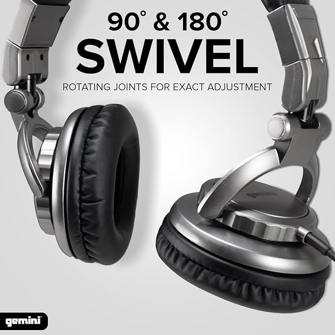 Gemini Professional Wired DJ Headphones – Over-Ear Studio Headphones for Music Production, Podcasting, Recording & Mixing – 57mm Drivers, Closed Back, 1/4” Adapter – Studio & Live Use (DJX-500)