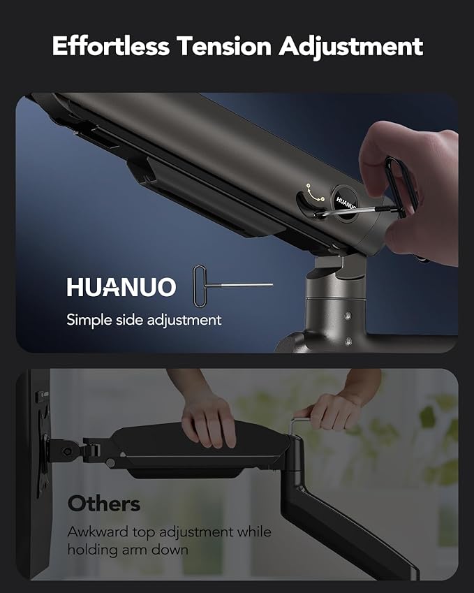 HUANUO RGB Heavy Duty Monitor Arm for Ultrawide Screens up to 57", Holds 44 lbs, Tall Ultrawide Monitor Stand with 29.1" Max Height, Fully Adjustable Single Computer Desk Mount, Max VESA 100x100mm